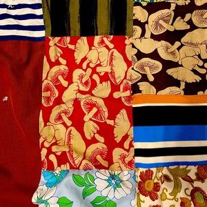 Vintage mushroom tied quilt blanket 88x74